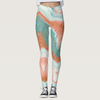 Glittered Marble | Aquamarin Green Blue, Sandstone Leggings