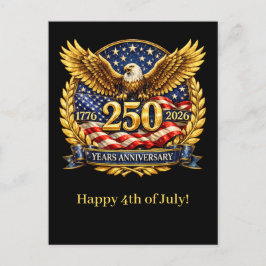 Glittered Semiquincentennial Eagle Emblem Feiertagspostkarte