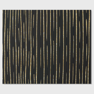 Glittergold und schwarze Streifen Geburtstag  Geschenkpapier