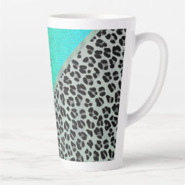 Glitterie Aquamarin tropischen Leopard Druck Perso Milchtasse