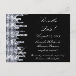 Glitterie Black/Silver Glamour Save the Date Ankündigungspostkarte