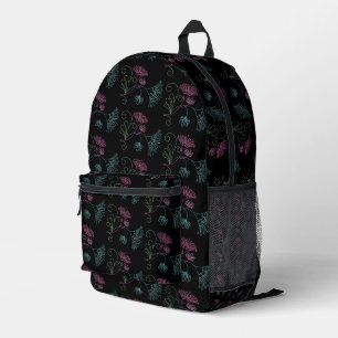 Glitterie-Blume-Design auf schwarz Bedruckter Rucksack