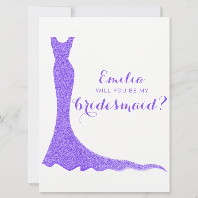 Glitterie-Brautkleid Einladung (Vorderseite)