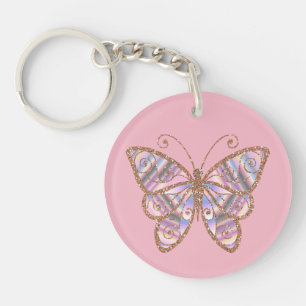 Glitterie Butterfly Personalisiert Pink Schlüsselk Schlüsselanhänger