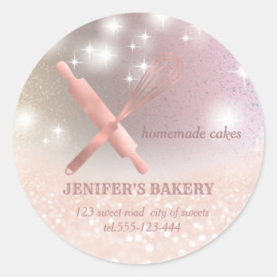 Glitterie Funkeln Button & Whisk Koch Bäckerei Runder Aufkleber