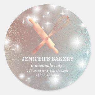 Glitterie Funkeln Button & Whisk Koch Bäckerei Runder Aufkleber
