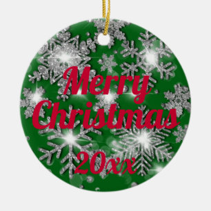 Glitterie funkelnde Silberfest-Schneeflocke Keramik Ornament