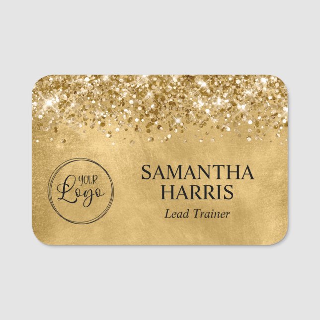 Glitterie Gold Business Logo Namensschild (Vorderseite)