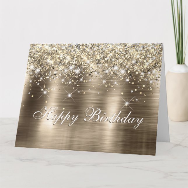Glitterie Gold Foil Imitate Glitzer Monogram Karte (Vorderseite)