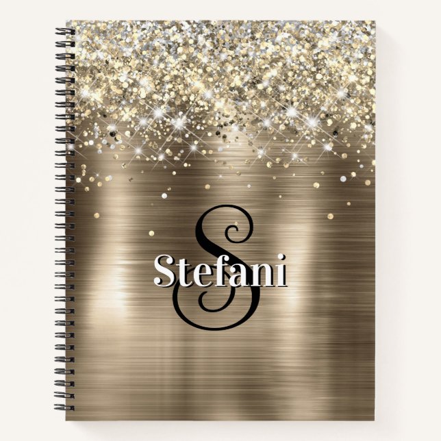 Glitterie Gold Foil Imitate Glitzer Monogram Notizbuch (Vorderseite)