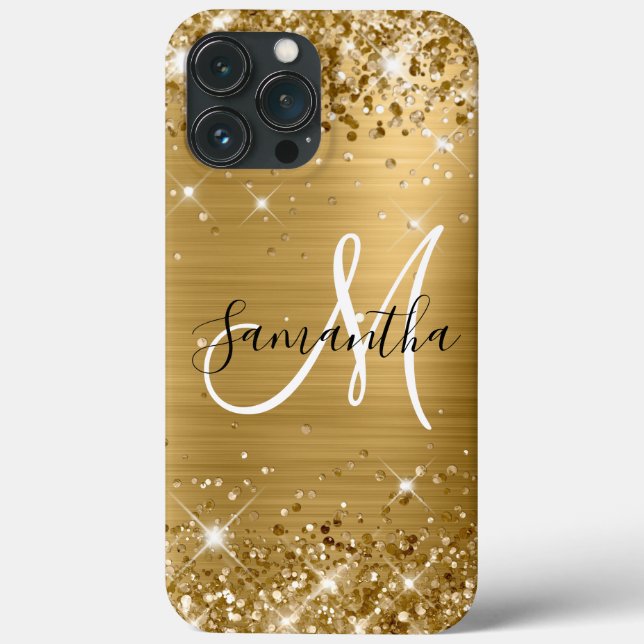 Glitterie Gold Foil Schwarz und Weiß Monogram Case-Mate iPhone Hülle (Rückseite)