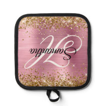 Glitterie Gold Light Pink Foil Fancy Monogram