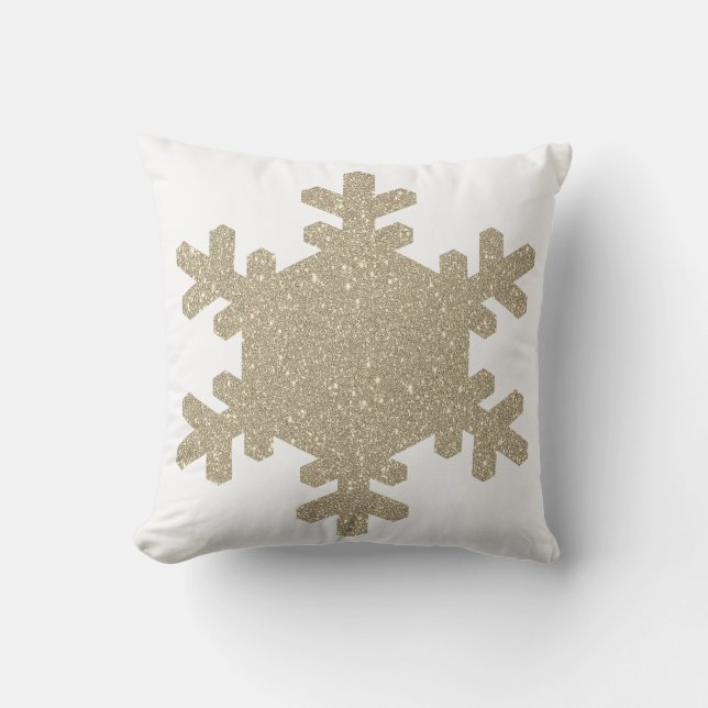 Glitterie Gold Snowflakes Muster Weiße Niedliche G Kissen (Vorderseite)