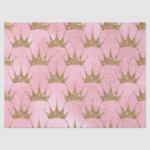 Glitterie Goldkronen auf rosa Glitzer Decoupage Seidenpapier