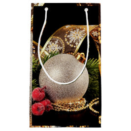 Glitterie Holiday Gold Ribbons Silberball Geschenk Kleine Geschenktüte