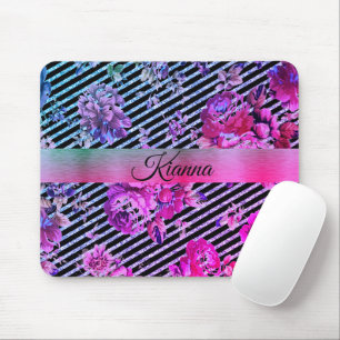 Glitterie Hot Pink und Aquamarine Blüte Mousepad