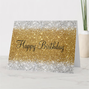 Glitterie Imitate Gold und Silber Glitzer Geburtst Karte