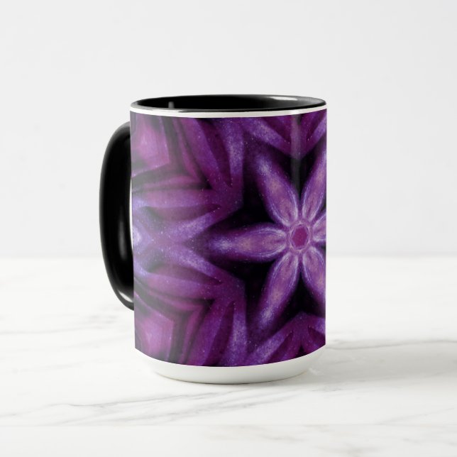 Glitterie Lila Kaleidoskop Herz Gradient Tasse (Vorderseite Links)