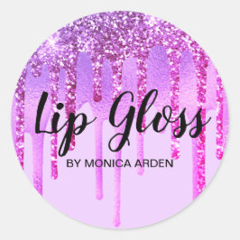 Glitterie Lila Tropfen Lip Gloss Business Runder Aufkleber
