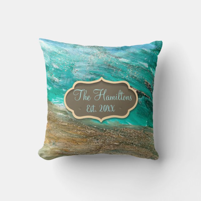 Glitterie Moderner Abstrakter Personalisierter Fam Kissen (Vorderseite)