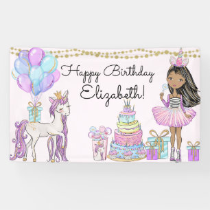 Glitterie Pink Birthday Girl Unicorn Glam Banner