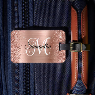 Glitterie Rose Gold Curly Monogram Gepäckanhänger