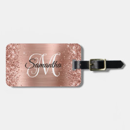 Glitterie Rose Gold Curly Monogram Gepäckanhänger