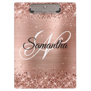 Glitterie Rose Gold Extravagant Monogram Klemmbrett