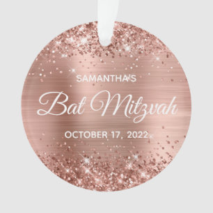 Glitterie Rose Gold Foil Bat Mitzvah Ornament
