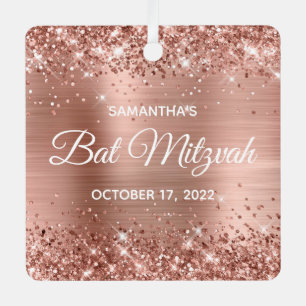 Glitterie Rose Gold Foil Bat Mitzvah Ornament Aus Metall