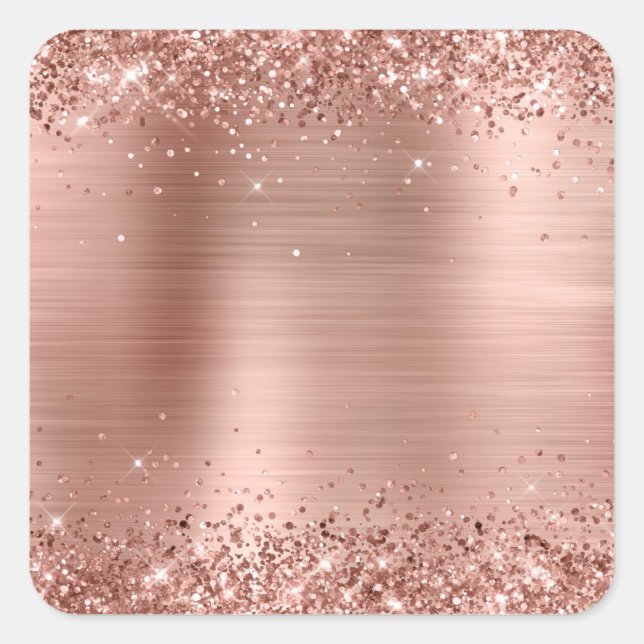 Glitterie Rose Gold Foil Blank Quadratischer Aufkleber (Vorderseite)