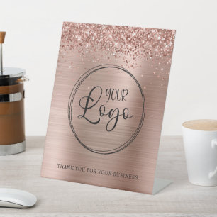 Glitterie Rose Gold Foil Business Logo Sockelschild