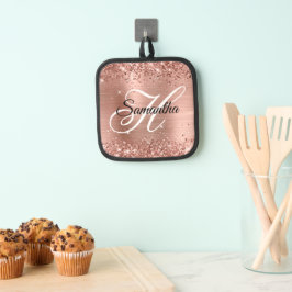 Glitterie Rose Gold Foil Extravagant Monogram Topflappen