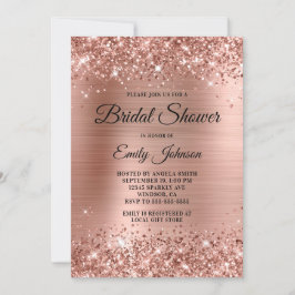 Glitterie Rose Gold Foil Extravagantes Script Brau Einladung