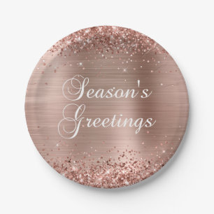Glitterie Rose Gold Foil Frohe Festtage Pappteller