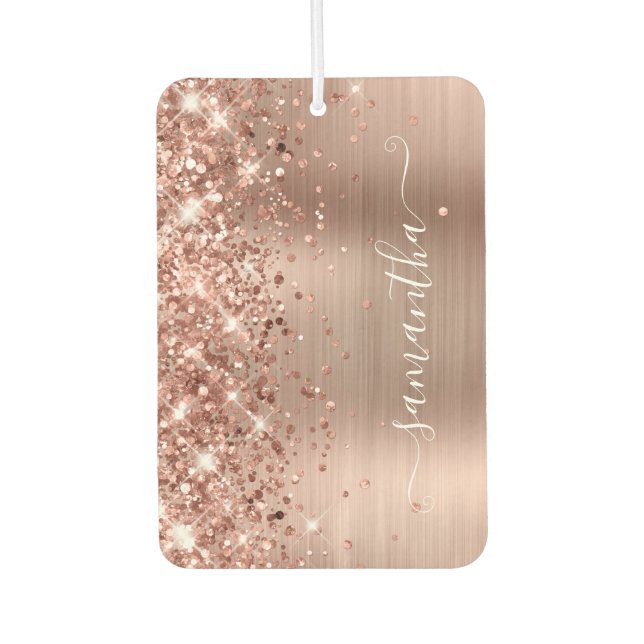 Glitterie Rose Gold Foil Girl Unterschrift Foto Autolufterfrischer (Vorderseite)