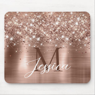 Glitterie Rose Gold Foil Imitate Glitzer Monogramm Mousepad