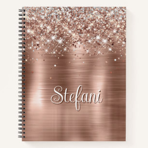 Glitterie Rose Gold Foil Imitate Glitzer Monogramm Notizbuch