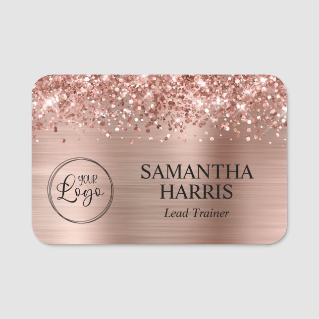 Glitterie Rose Gold Foil Logo Namensschild (Vorderseite)
