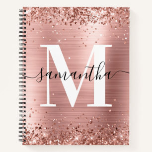 Glitterie Rose Gold Foil Moderne Signatur Monogram Notizbuch
