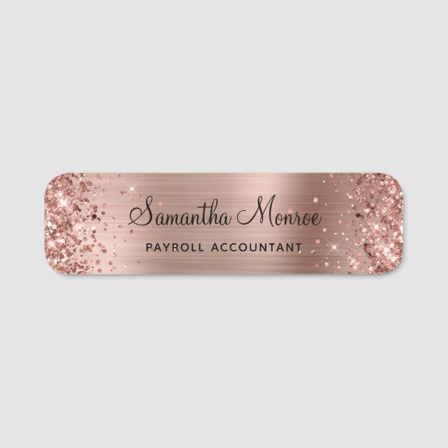 Glitterie Rose Gold Foil Namensschild (Vorderseite)