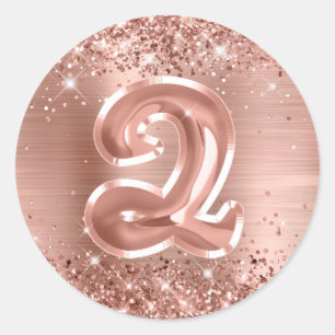 Glitterie Rose Gold Foil Nummer 2 Geburtstag Runder Aufkleber