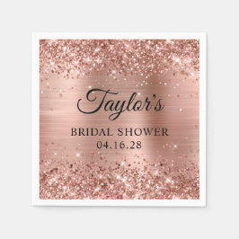 Glitterie Rose Gold Foil Personalisiertes Brautpar Serviette