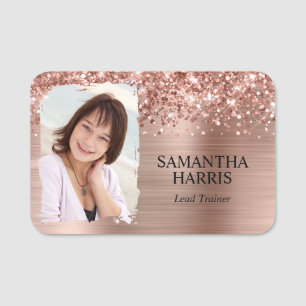 Glitterie Rose Gold Foil Pinselstrich Foto Namensschild