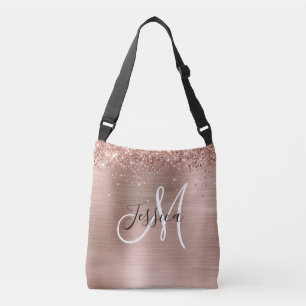 Glitterie Rose Gold Fossil Schwarz-weiß Mit Monogr Tragetaschen Mit Langen Trägern
