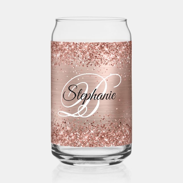 Glitterie Rose Gold Glam Extravagant Monogram Dosenglas (Vorderseite)
