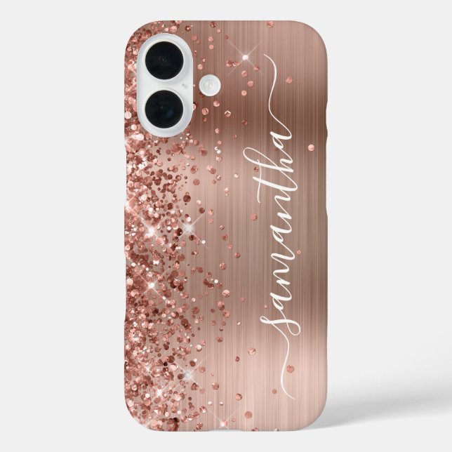 Glitterie Rose Gold Metallic Girly Signature Case-Mate iPhone Hülle (Rückseite)