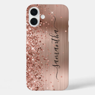 Glitterie Rose Gold Metallic Girly Signature iPhone 16 Plus Hülle
