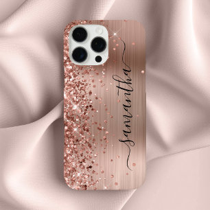 Glitterie Rose Gold Metallic Girly Signature iPhone 16 Pro Max Hülle