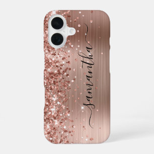Glitterie Rose Gold Metallic Girly Signature iPhone 16 Hülle